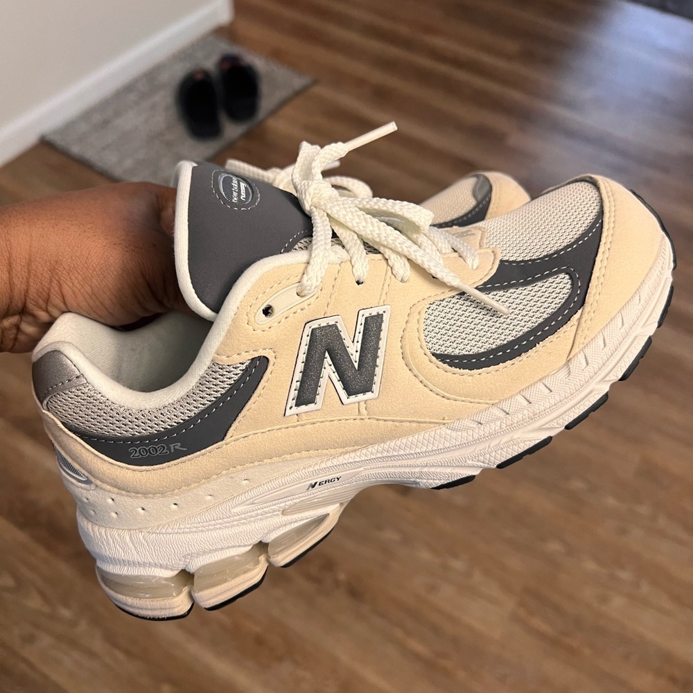 New Balance 2002R Cream and Gray Sneakers